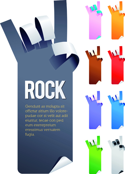 free vector 5 kinds of gestures shaped paper paper vector